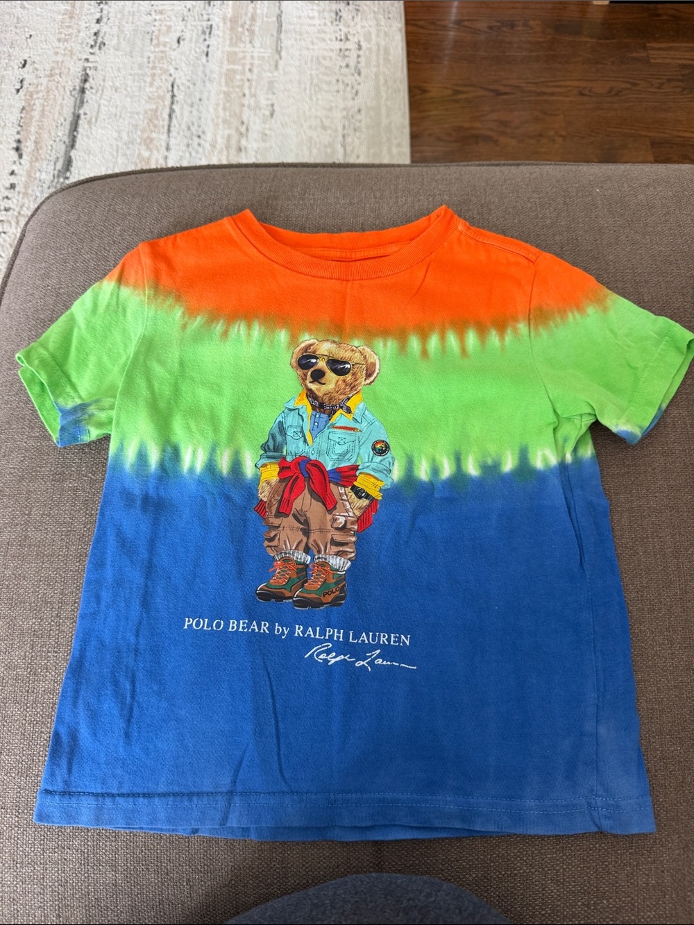 Ralph Lauren Tie-Dye Polo Bear Short Sleeve Tee - Orange/Green/Blue